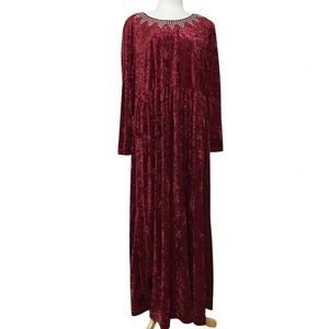 Tabloid Vintage Crushed Velvet Medieval Renaissance Dress Duster Maxi Size 1X